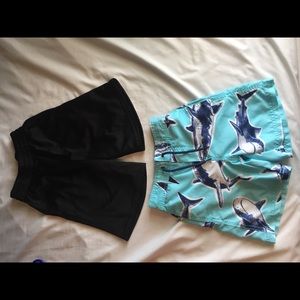 2 swim suits size 5 (& black shorts size 4-5)